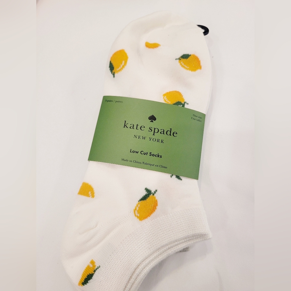 Kate Spade Low Cut Socks with Yellow Lemon Motif 3 Pairs